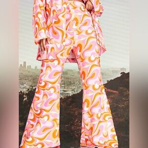 NWOT Asos Pop Art Psychedelic High Waist Flare Bottom Pants Festival Ready! Sz 6